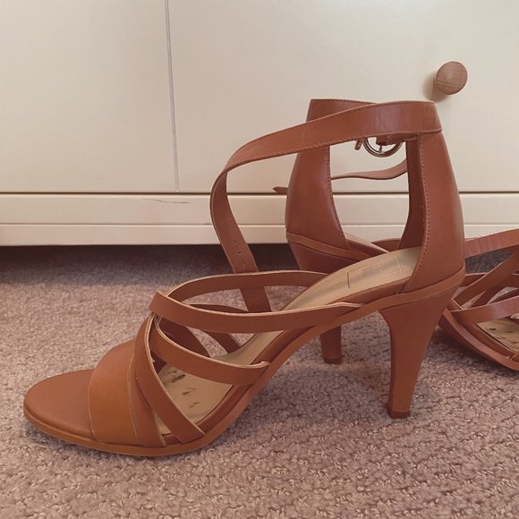 GAP Brown Leather Heeled Sandals Size US 9 - Picture 1 of 7